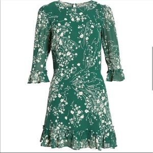 Reformation Doutzen Green Floral Mini Dress